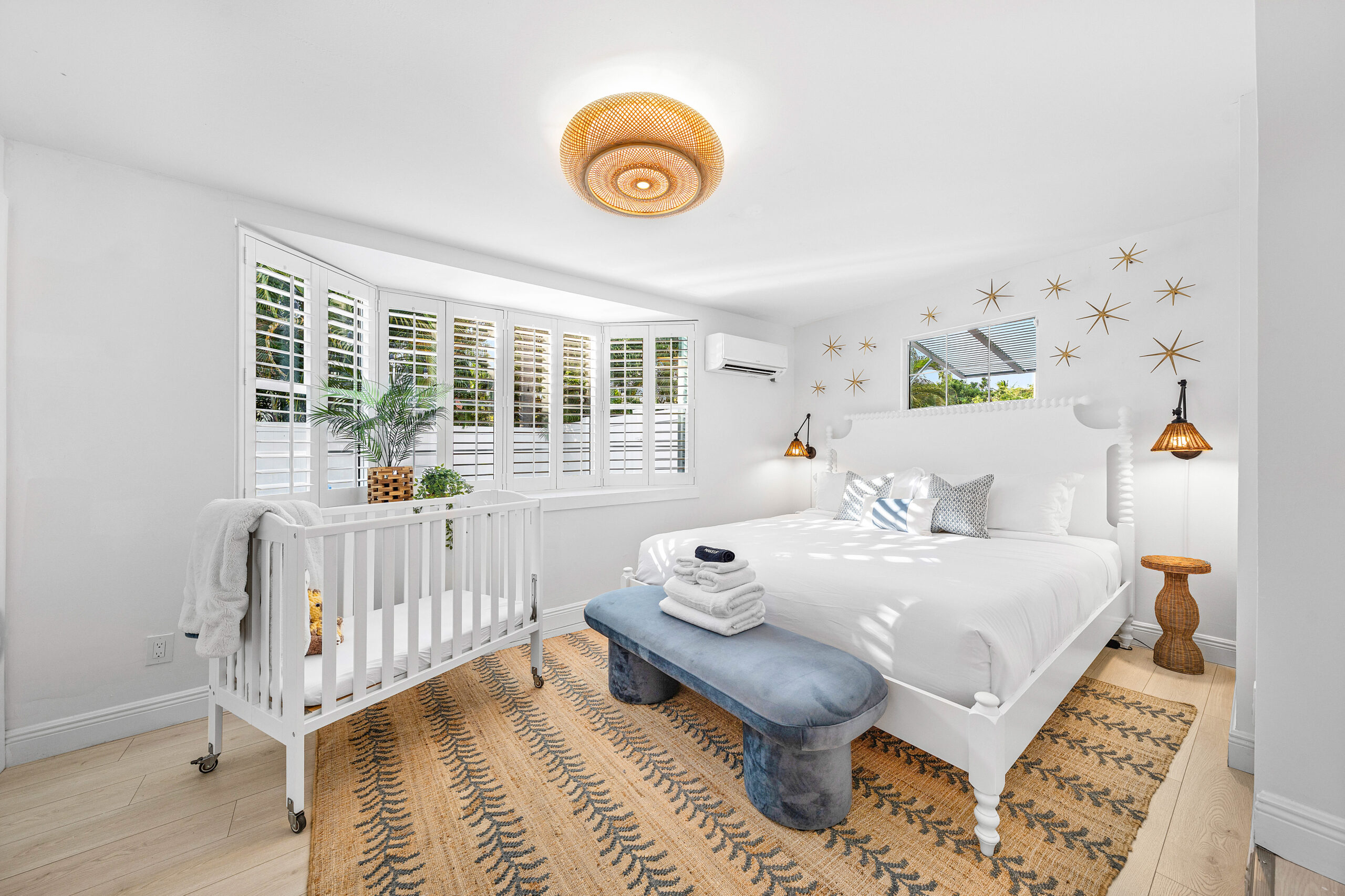Bedroom renovation at Sea Salt & Light Villa featuring layered textiles and bright coastal finishes